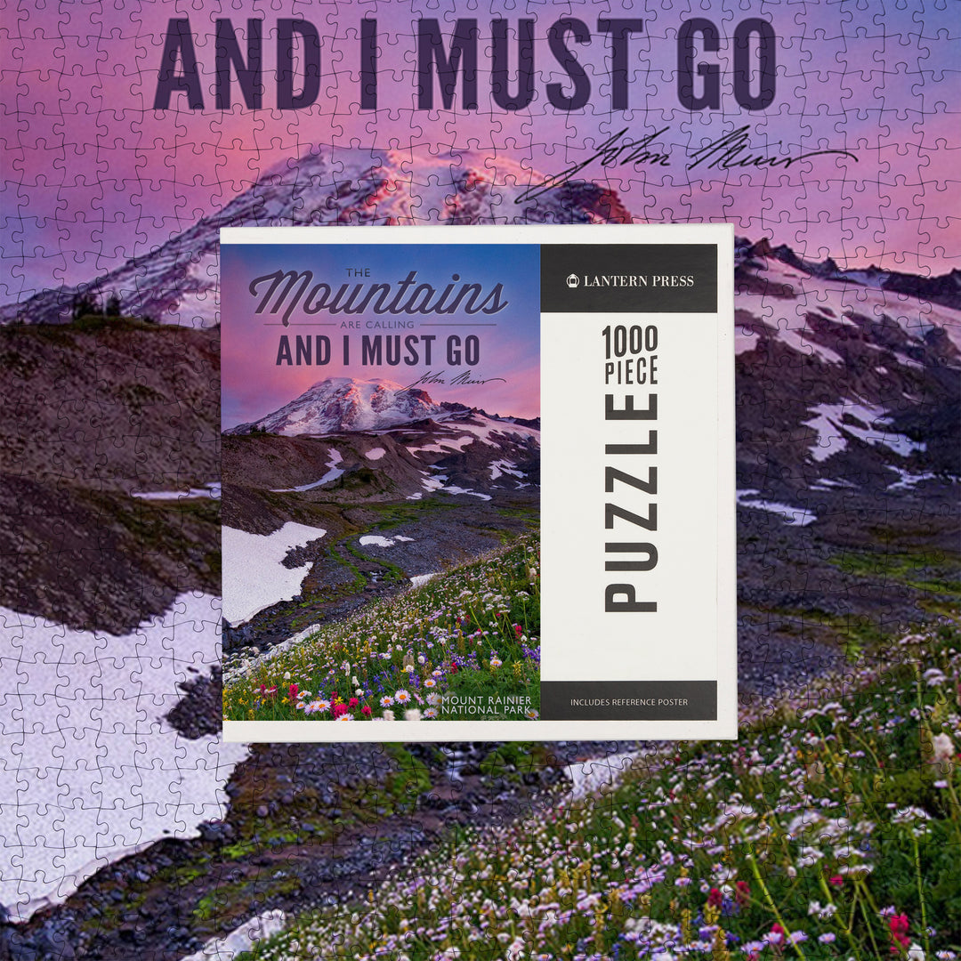 Mount Rainier National Park, Washington, Mountains are Calling and I Must Go Press, Jigsaw Puzzle Puzzle Lantern Press 