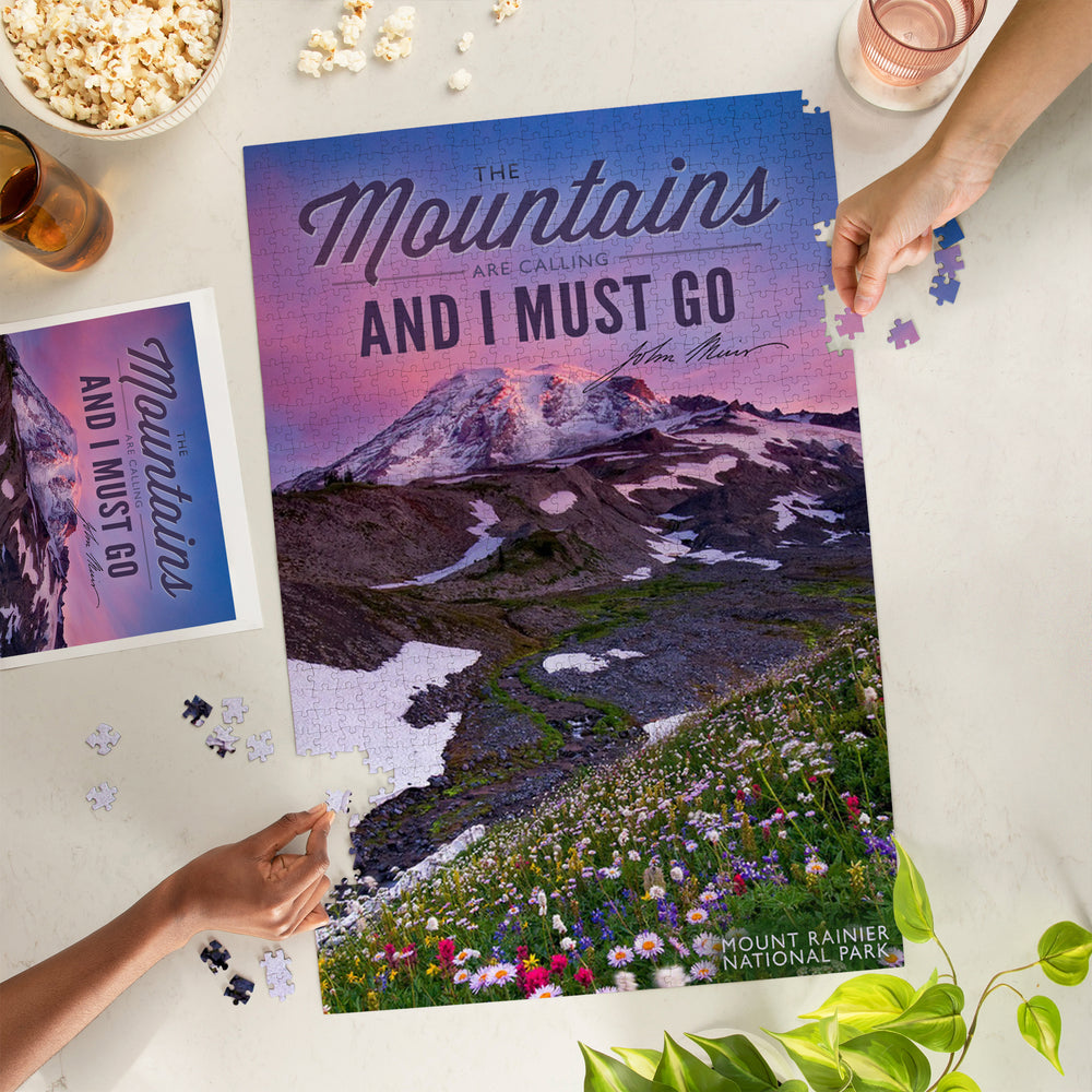 Mount Rainier National Park, Washington, Mountains are Calling and I Must Go Press, Jigsaw Puzzle Puzzle Lantern Press 