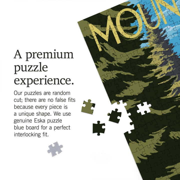 Mount Rainier National Park, Washington, Myrtle Falls and Mountain Goats, Jigsaw Puzzle Puzzle Lantern Press 