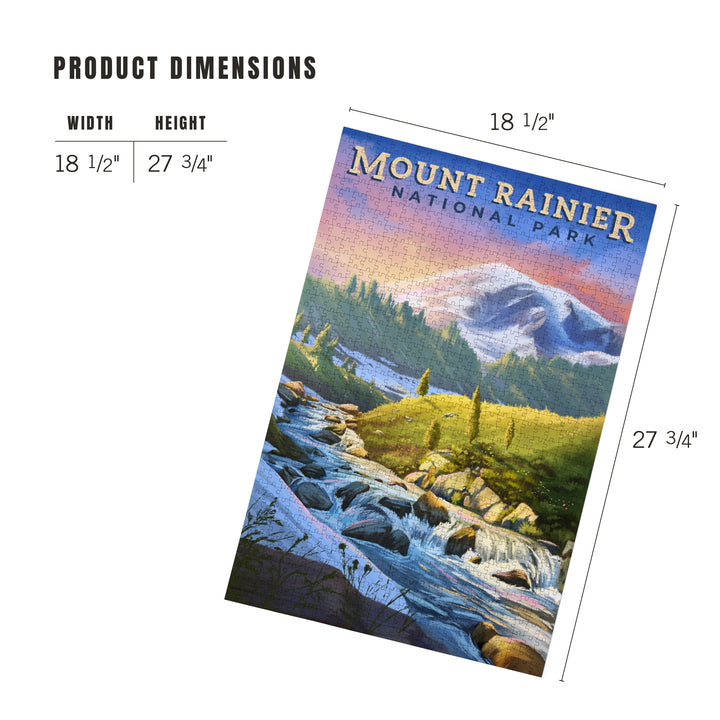 Mount Rainier National Park, Washington, Oil Painting, Jigsaw Puzzle Puzzle Lantern Press 