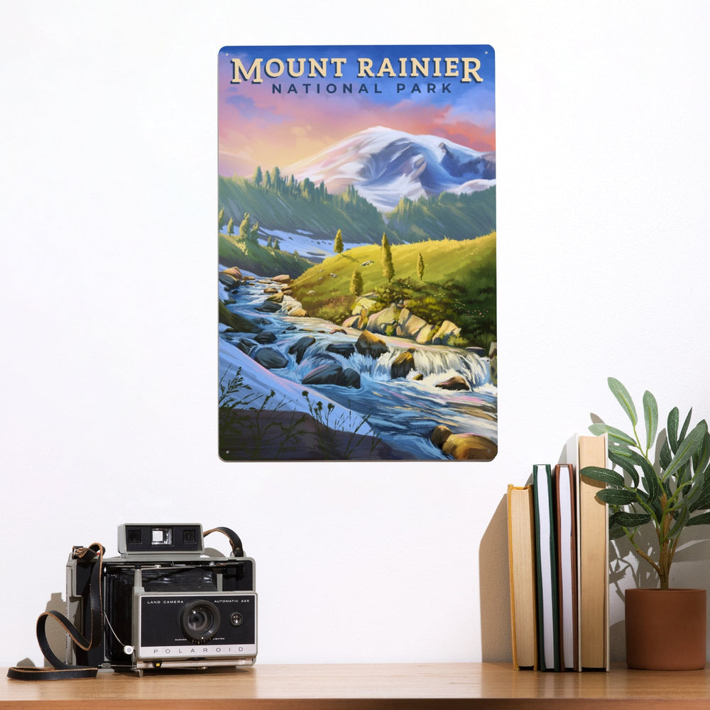 Mount Rainier National Park, Washington, Oil Painting, Metal Signs Metal Lantern Press 