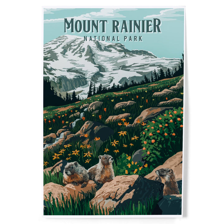 Mount Rainier National Park, Washington, Painterly National Park Series, Art & Giclee Prints Art Lantern Press 