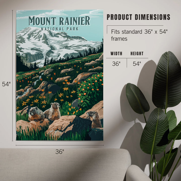 Mount Rainier National Park, Washington, Painterly National Park Series, Art & Giclee Prints Art Lantern Press 