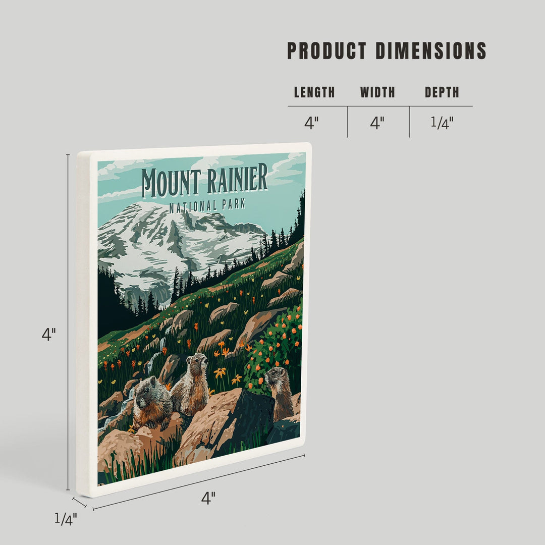 Mount Rainier National Park, Washington, Painterly National Park Series, Coasters Coasters Lantern Press 