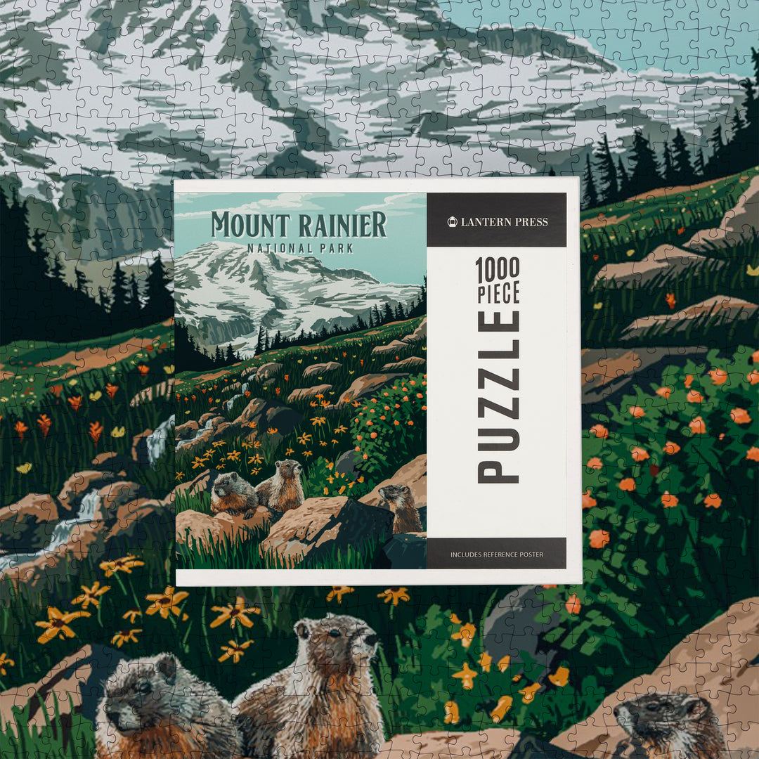 Mount Rainier National Park, Washington, Painterly National Park Series, Jigsaw Puzzle Puzzle Lantern Press 