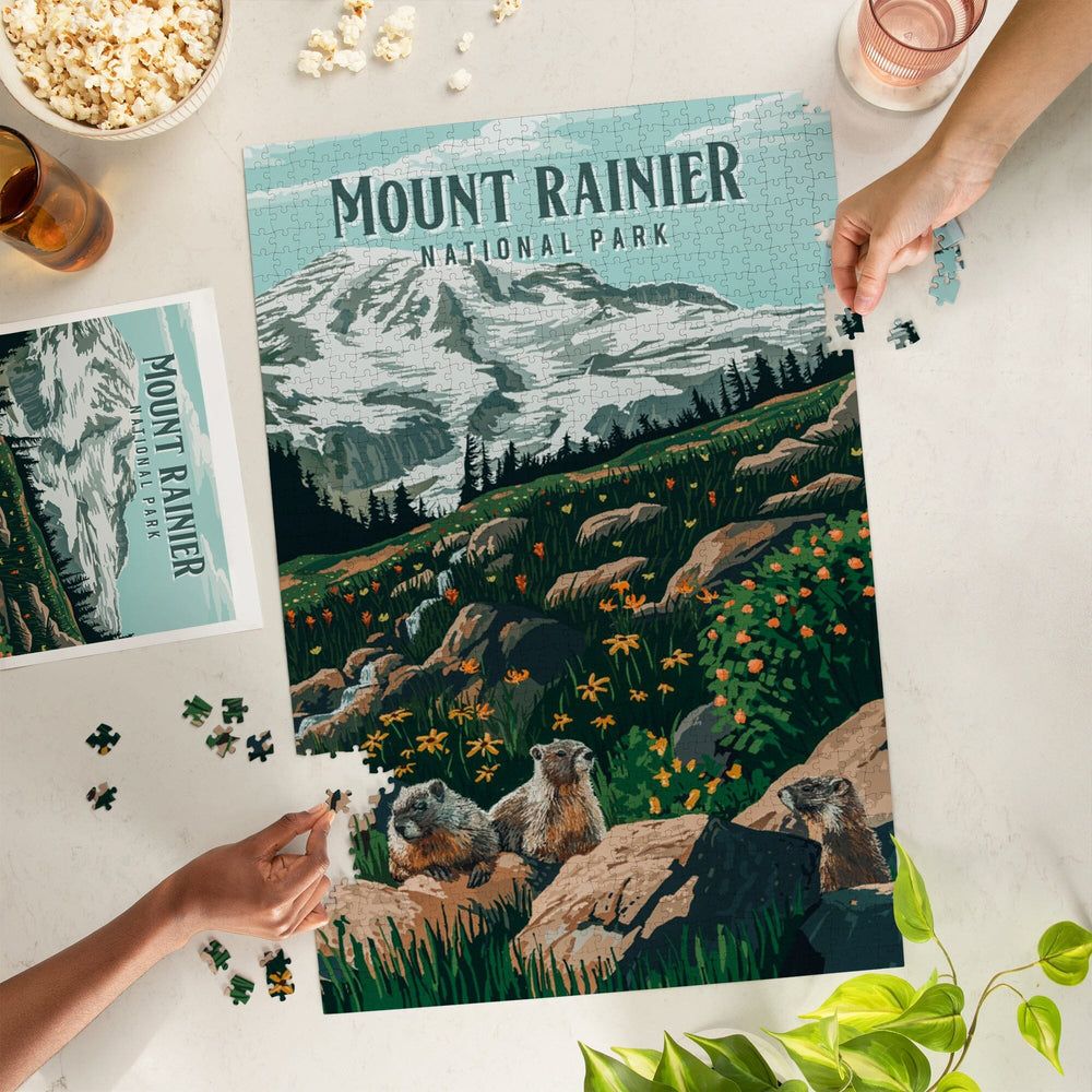 Mount Rainier National Park, Washington, Painterly National Park Series, Jigsaw Puzzle Puzzle Lantern Press 