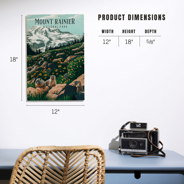 Mount Rainier National Park, Washington, Painterly National Park Series, Wood Signs and Postcards Wood Lantern Press 