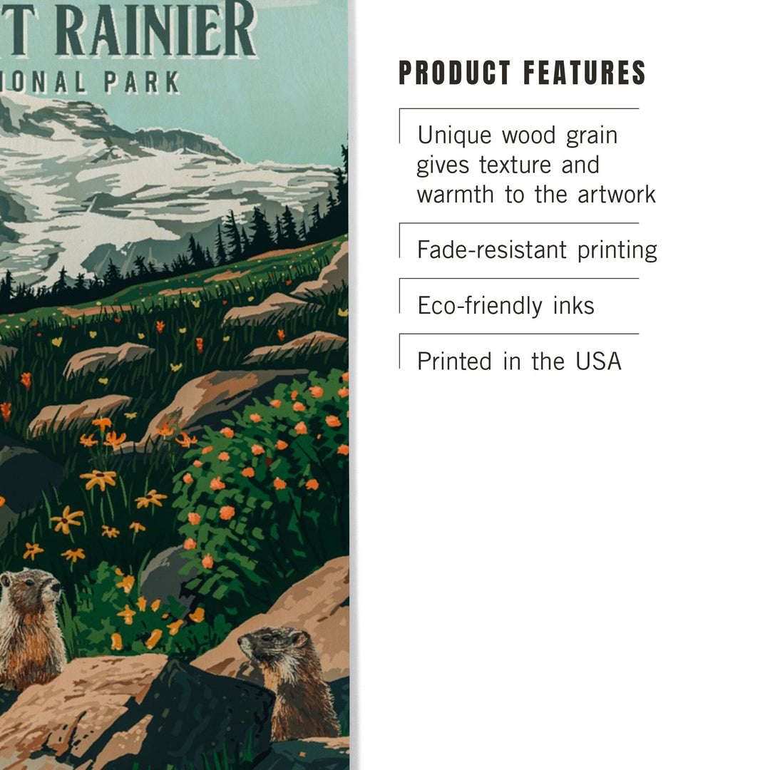 Mount Rainier National Park, Washington, Painterly National Park Series, Wood Signs and Postcards Wood Lantern Press 