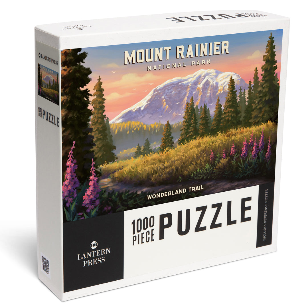 Mount Rainier National Park, Washington, Painterly, Wonderland Trail, Jigsaw Puzzle Puzzle Lantern Press 
