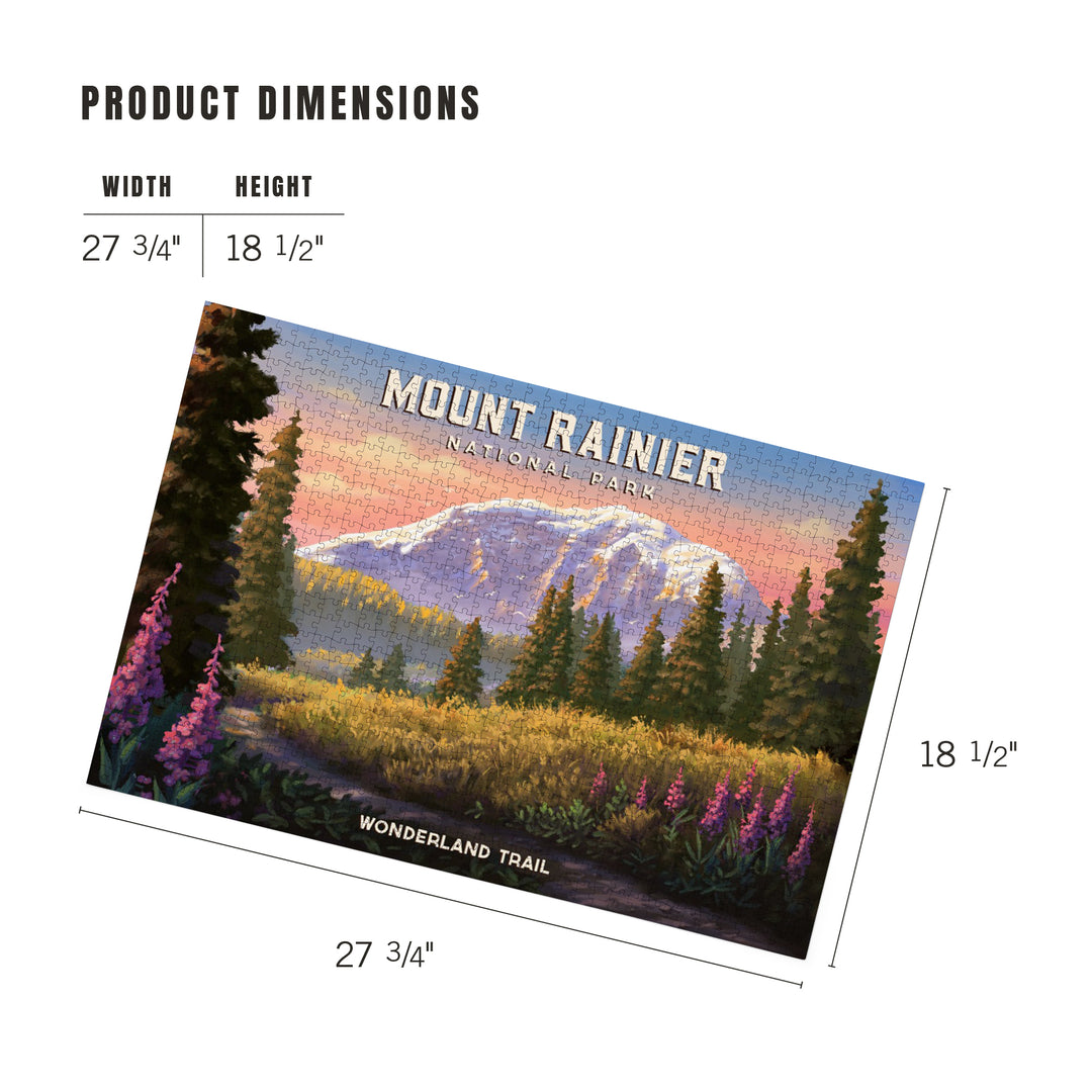 Mount Rainier National Park, Washington, Painterly, Wonderland Trail, Jigsaw Puzzle Puzzle Lantern Press 
