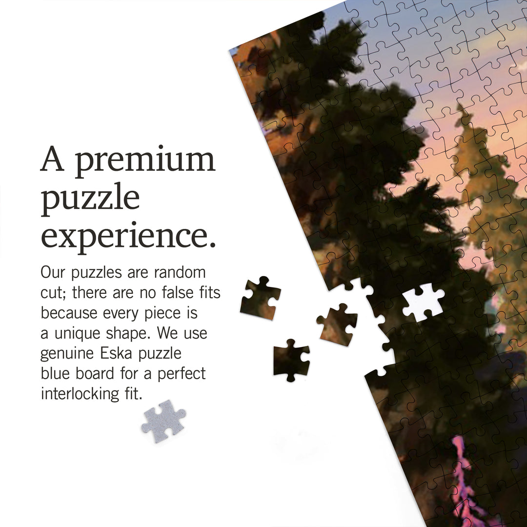 Mount Rainier National Park, Washington, Painterly, Wonderland Trail, Jigsaw Puzzle Puzzle Lantern Press 
