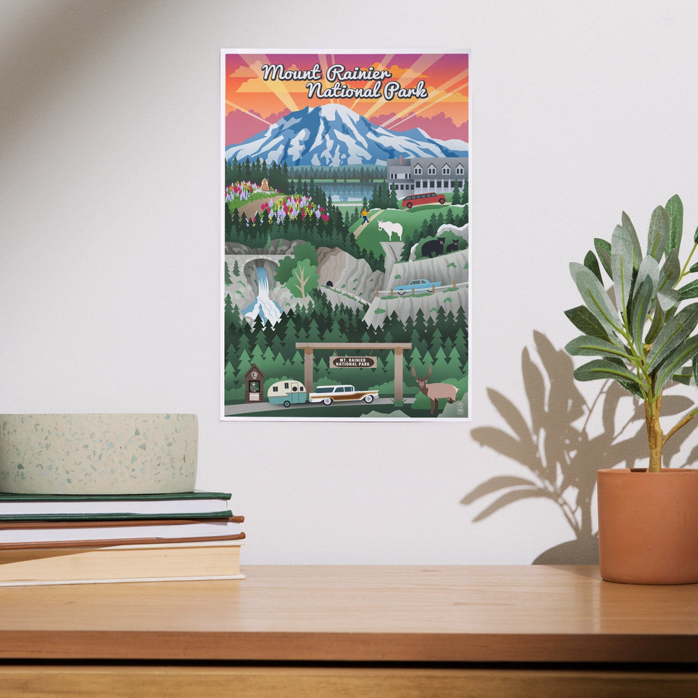 Mount Rainier National Park, Washington, Retro View, Art & Giclee Prints Art Lantern Press 