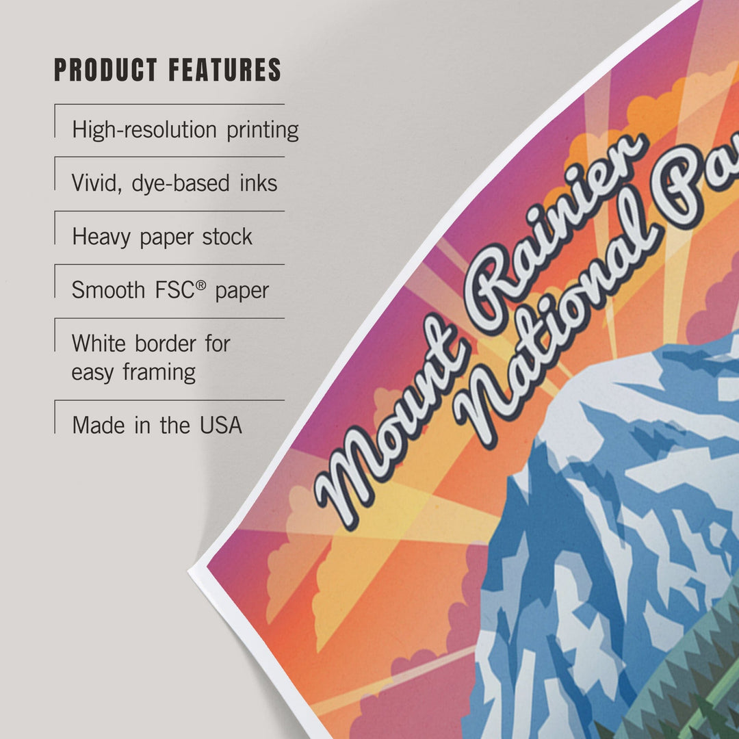 Mount Rainier National Park, Washington, Retro View, Art & Giclee Prints Art Lantern Press 