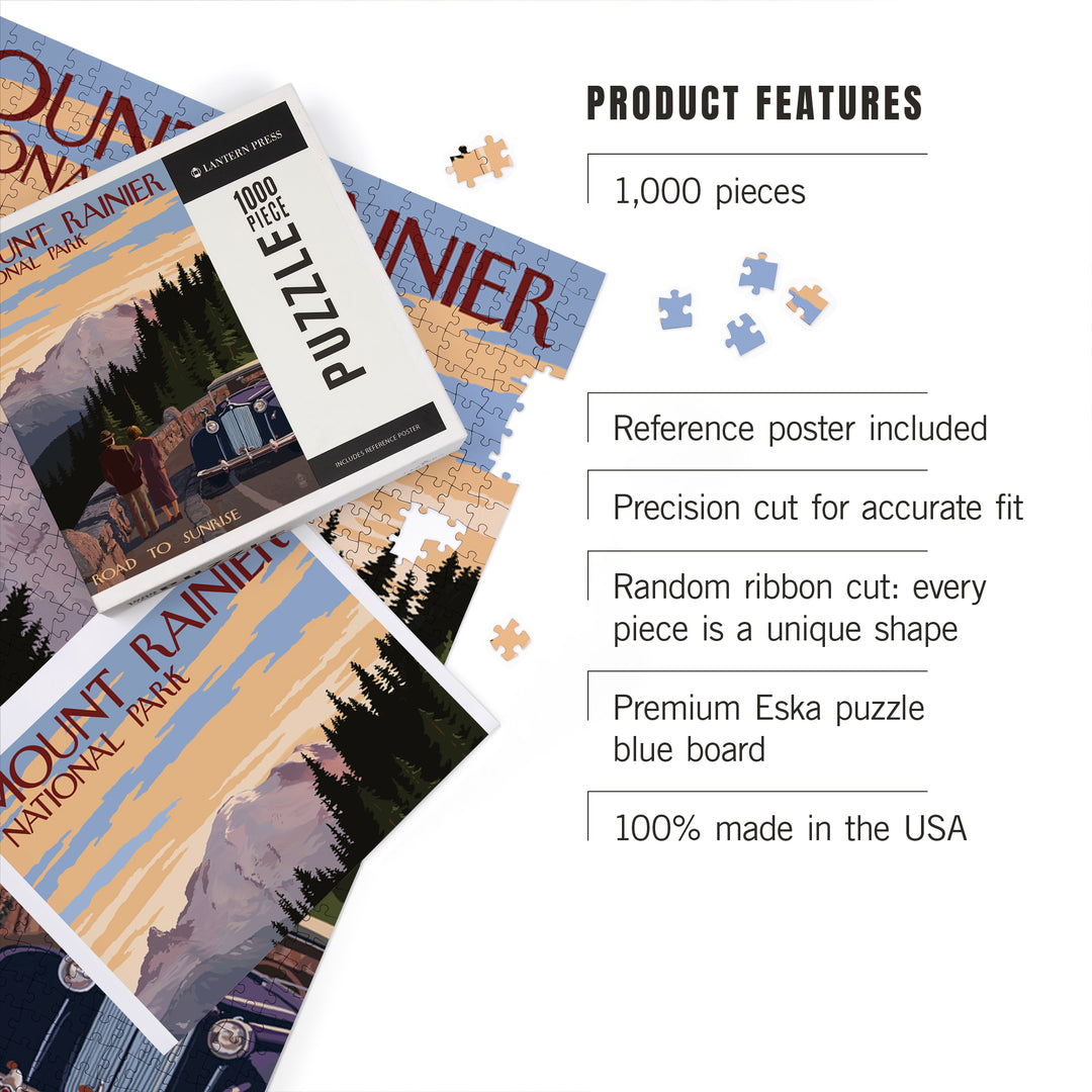 Mount Rainier National Park, Washington, Road to Sunrise, Jigsaw Puzzle Puzzle Lantern Press 