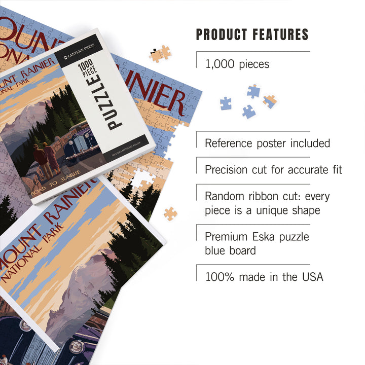 Mount Rainier National Park, Washington, Road to Sunrise, Jigsaw Puzzle Puzzle Lantern Press 