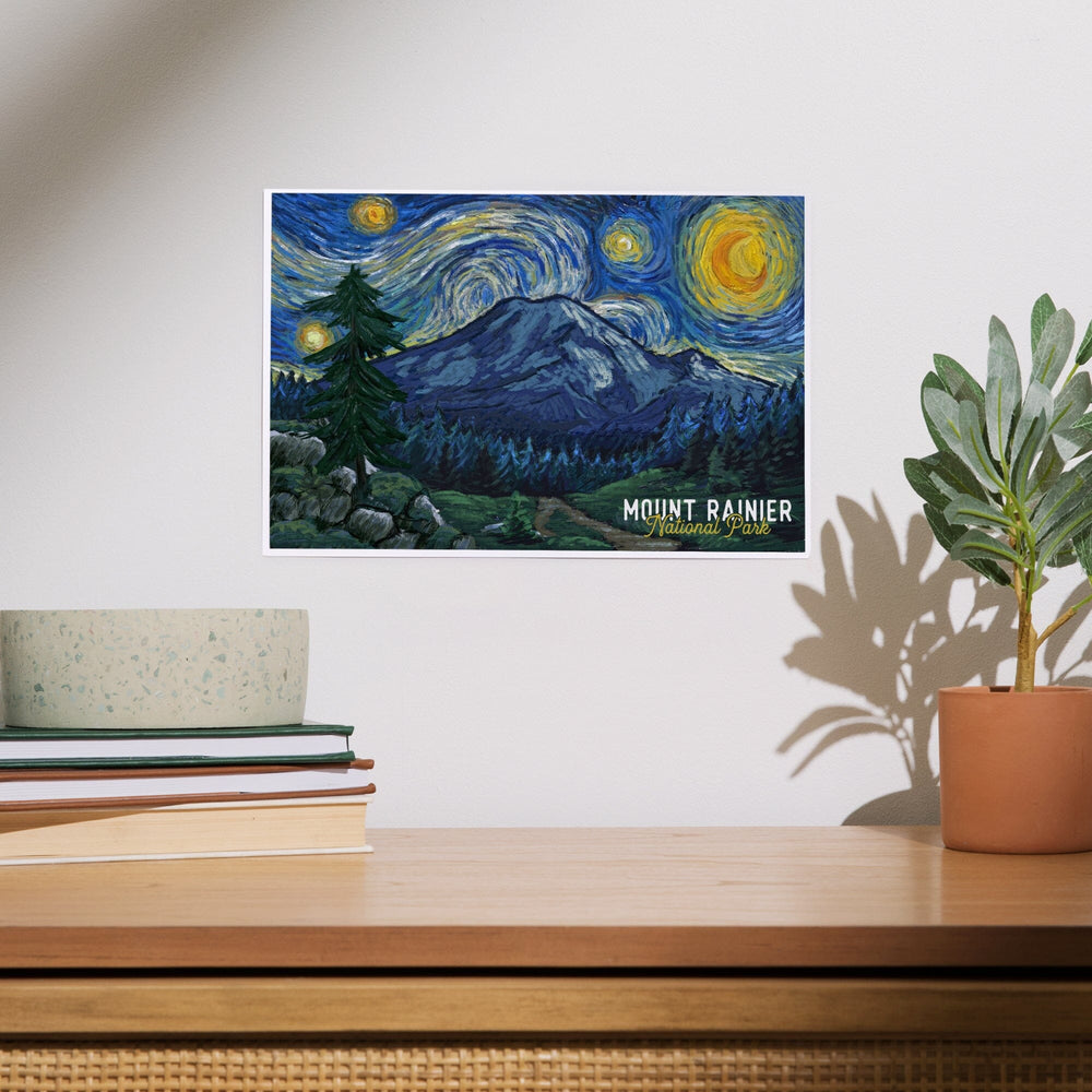 Mount Rainier National Park, Washington, Starry Night National Park Series, Art & Giclee Prints Art Lantern Press 