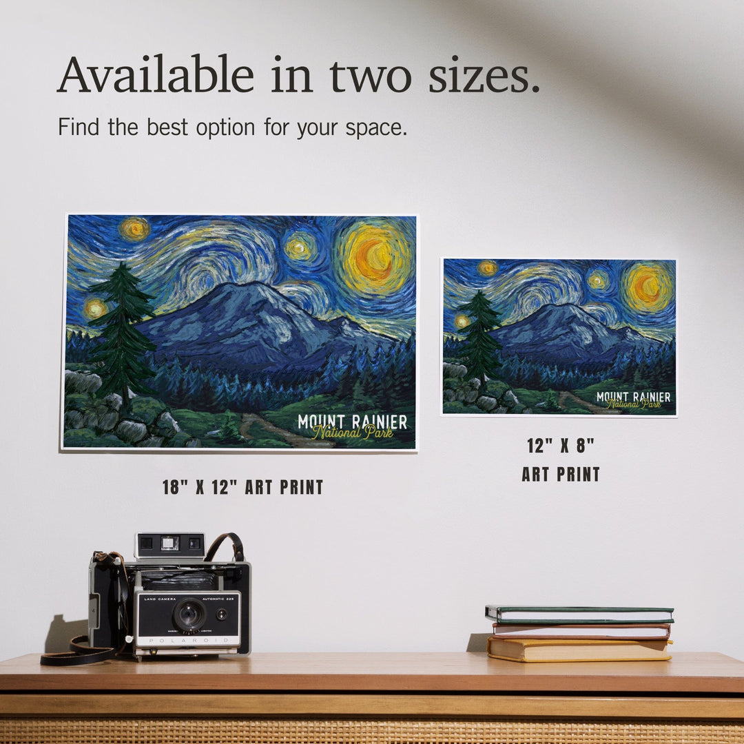 Mount Rainier National Park, Washington, Starry Night National Park Series, Art & Giclee Prints Art Lantern Press 