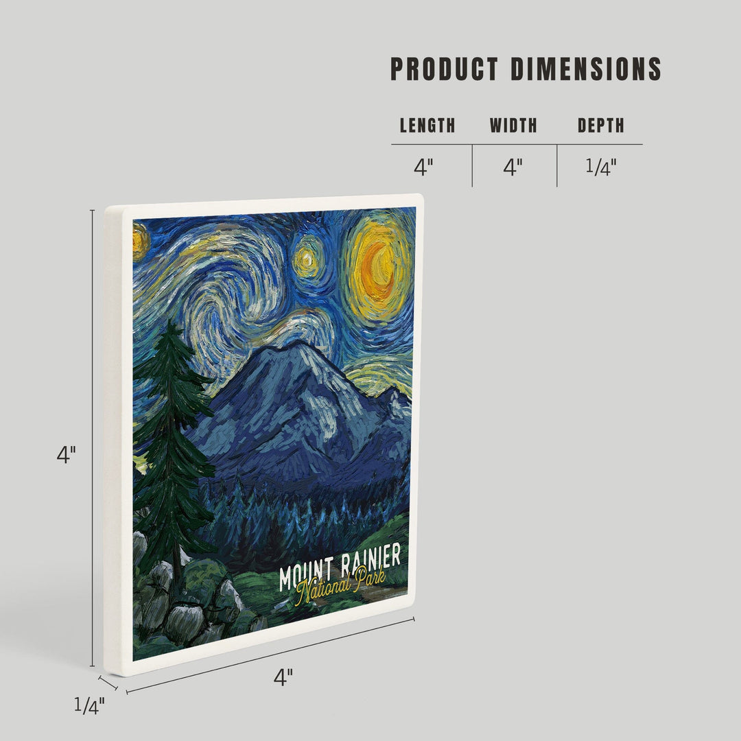 Mount Rainier National Park, Washington, Starry Night National Park Series, Coasters Coasters Lantern Press 