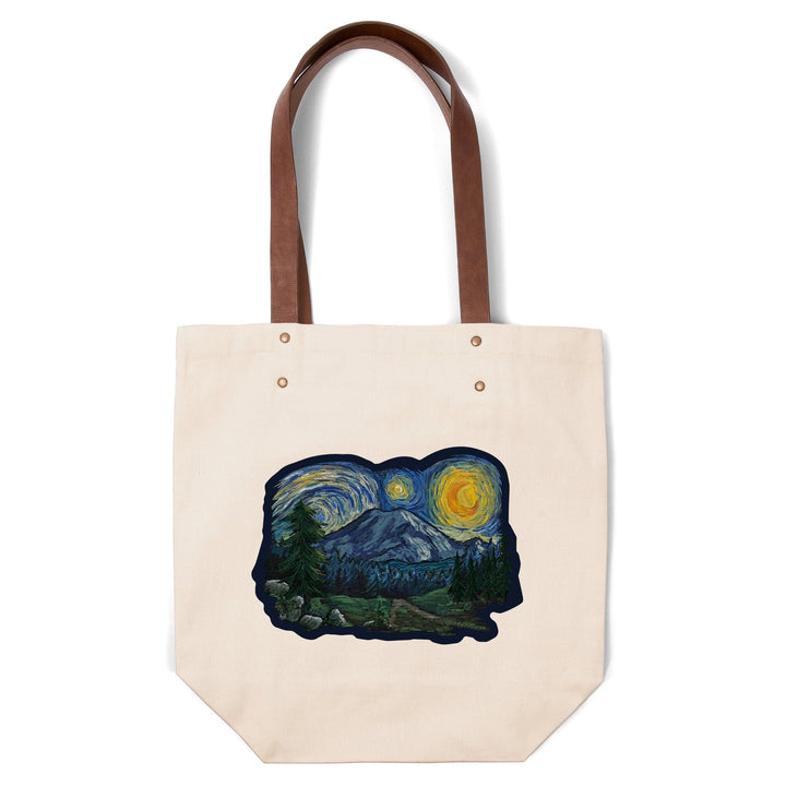 Mount Rainier National Park, Washington, Starry Night National Park Series, Contour, Lantern Press Artwork, Accessory Go Bag Totes Lantern Press 