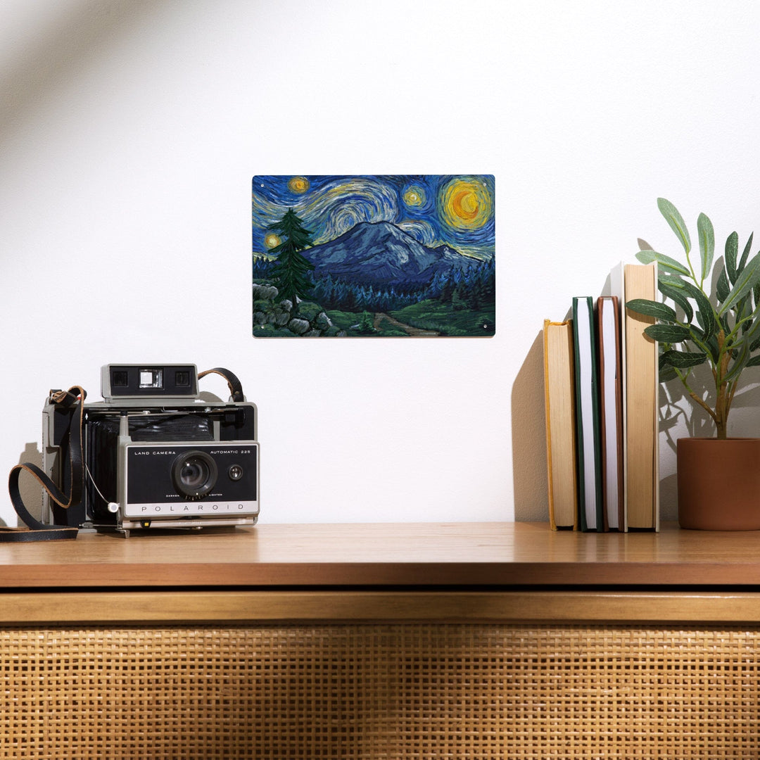 Mount Rainier National Park, Washington, Starry Night National Park Series, Contour Metal Lantern Press 