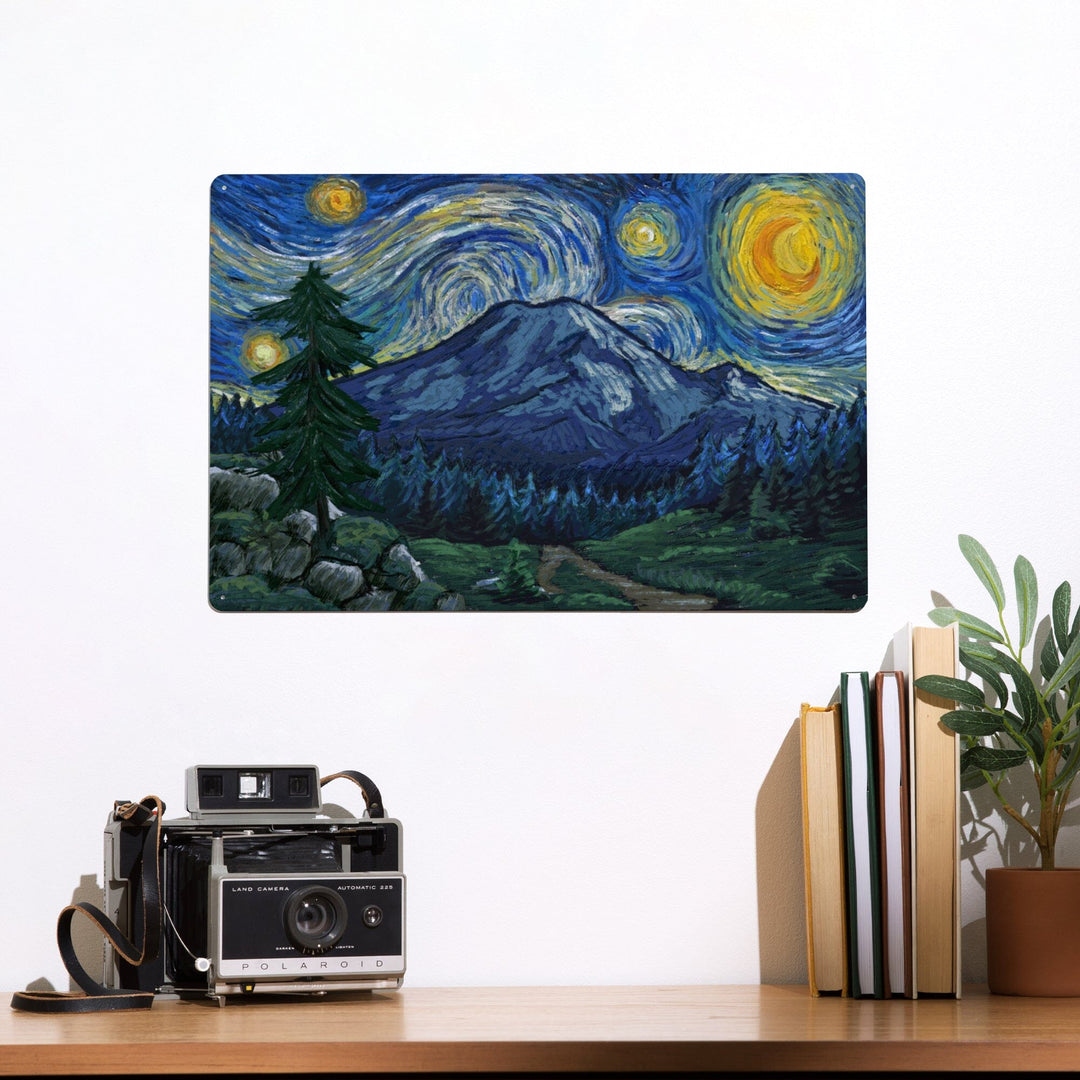 Mount Rainier National Park, Washington, Starry Night National Park Series, Contour Metal Lantern Press 