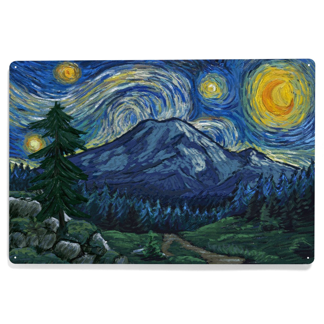 Mount Rainier National Park, Washington, Starry Night National Park Series, Contour Metal Lantern Press 