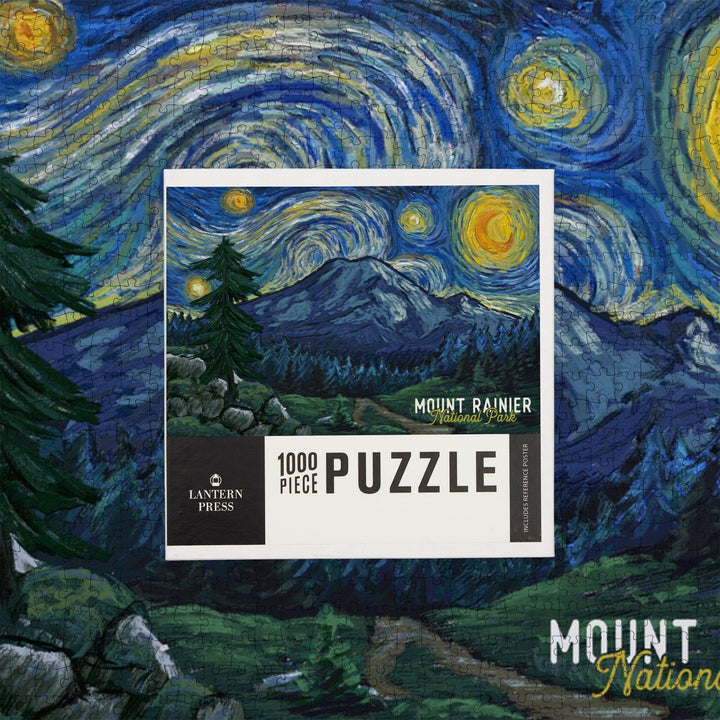 Mount Rainier National Park, Washington, Starry Night National Park Series, Jigsaw Puzzle Puzzle Lantern Press 