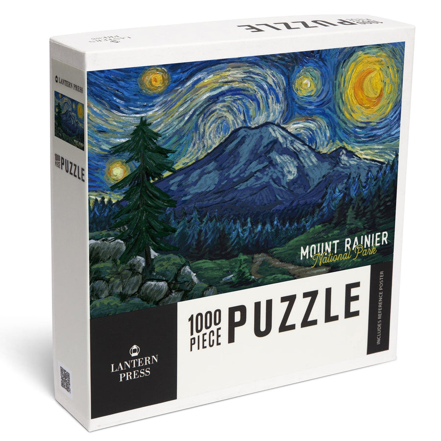 Mount Rainier National Park, Washington, Starry Night National Park Series, Jigsaw Puzzle Puzzle Lantern Press 