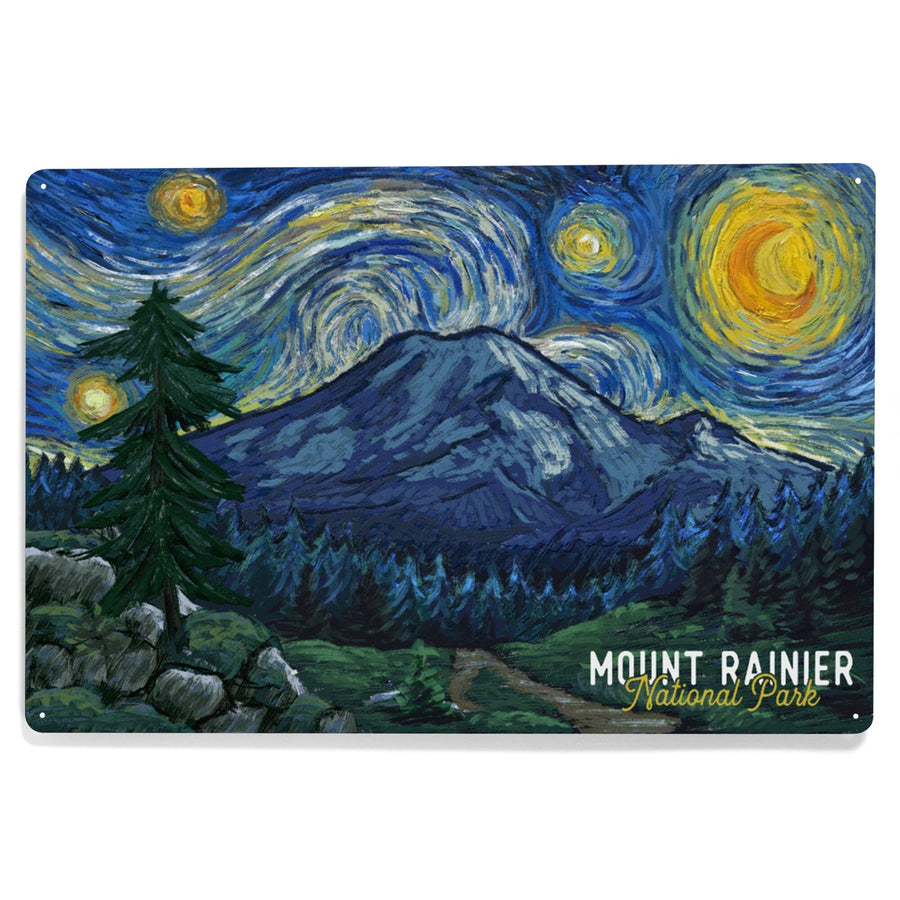 Mount Rainier National Park, Washington, Starry Night National Park Series Metal Lantern Press 