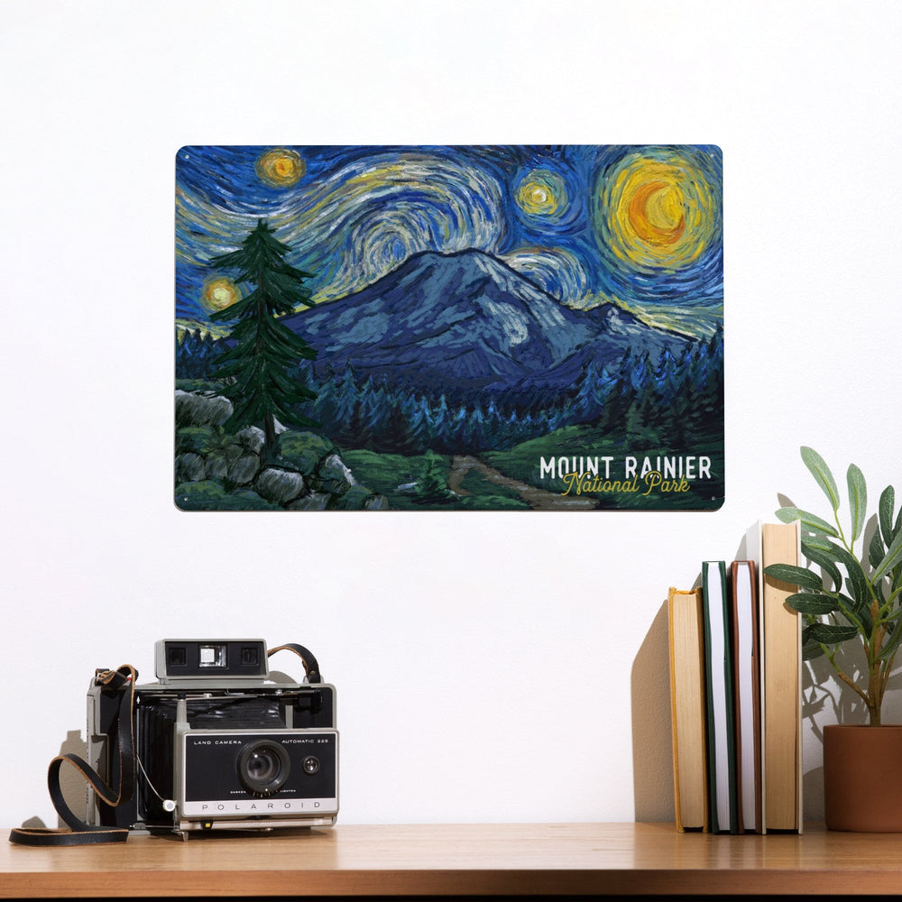 Mount Rainier National Park, Washington, Starry Night National Park Series Metal Lantern Press 