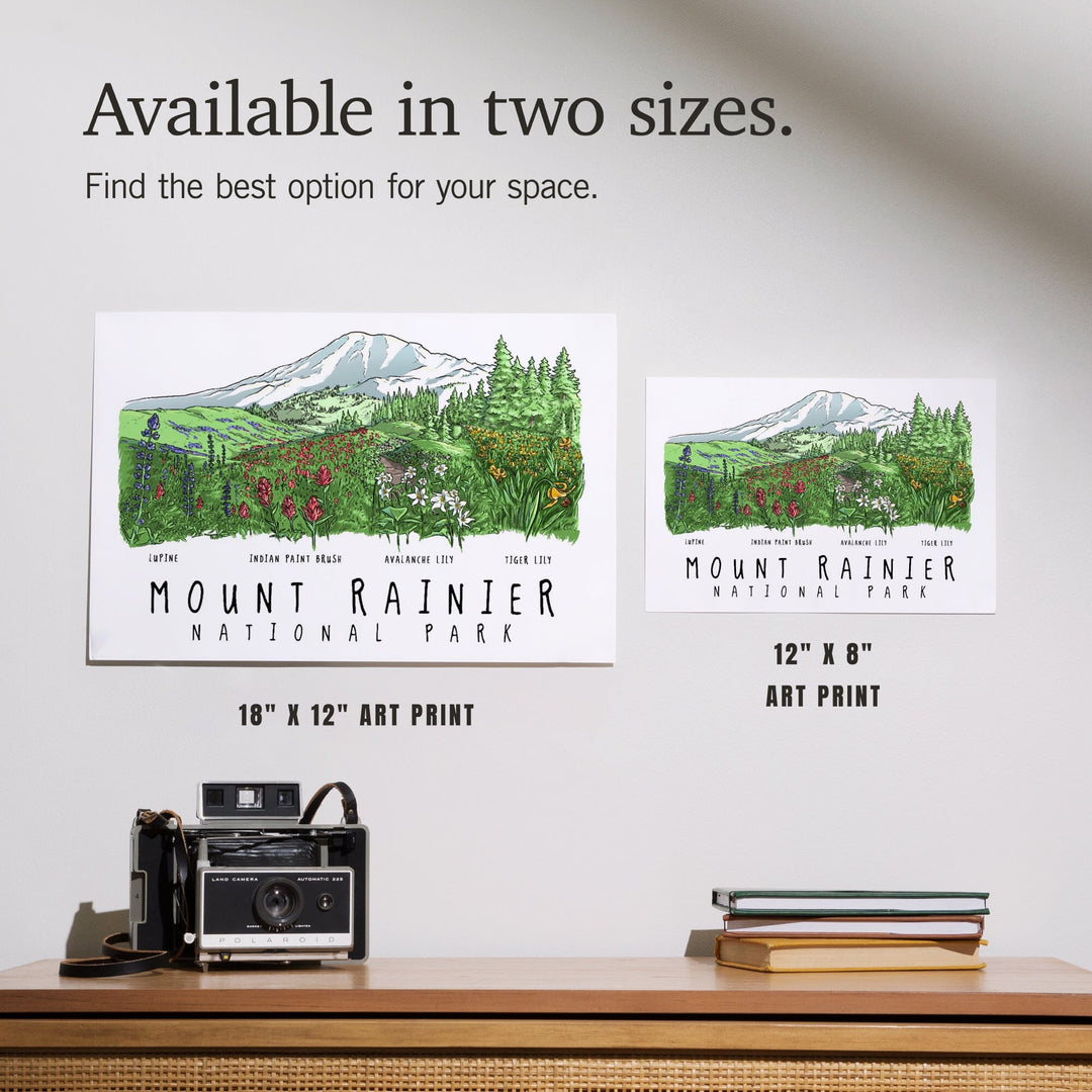 Mount Rainier National Park, Washington, Wildflower Montage, Art & Giclee Prints Art Lantern Press 