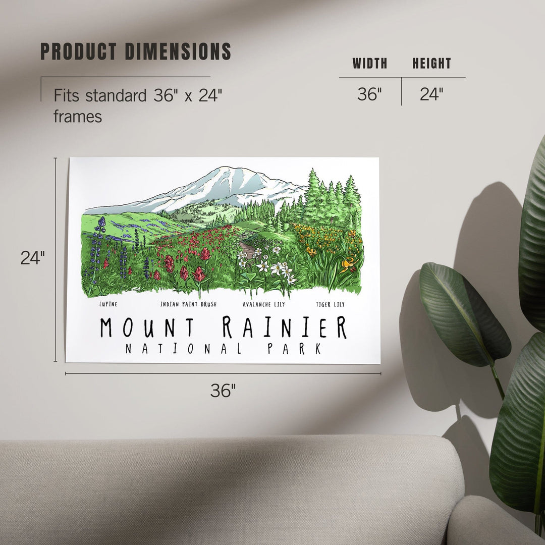 Mount Rainier National Park, Washington, Wildflower Montage, Art & Giclee Prints Art Lantern Press 