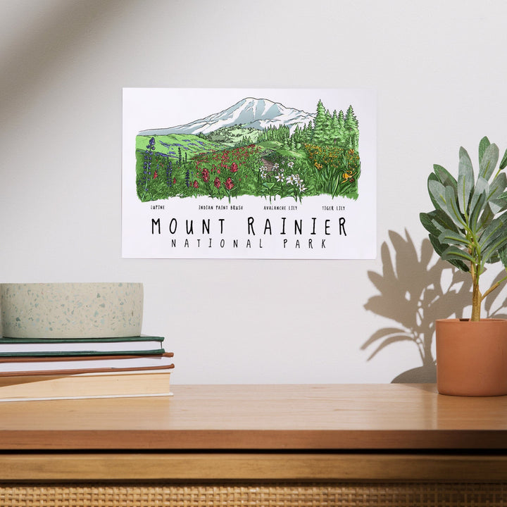 Mount Rainier National Park, Washington, Wildflower Montage, Art & Giclee Prints Art Lantern Press 