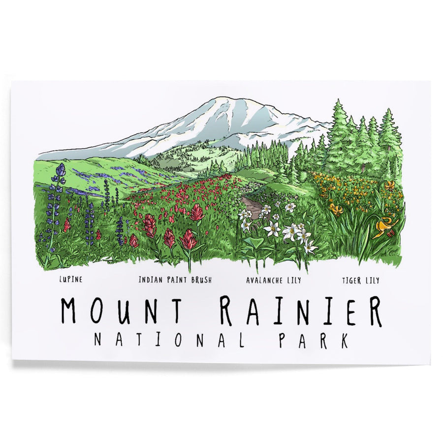 Mount Rainier National Park, Washington, Wildflower Montage, Art & Giclee Prints Art Lantern Press 