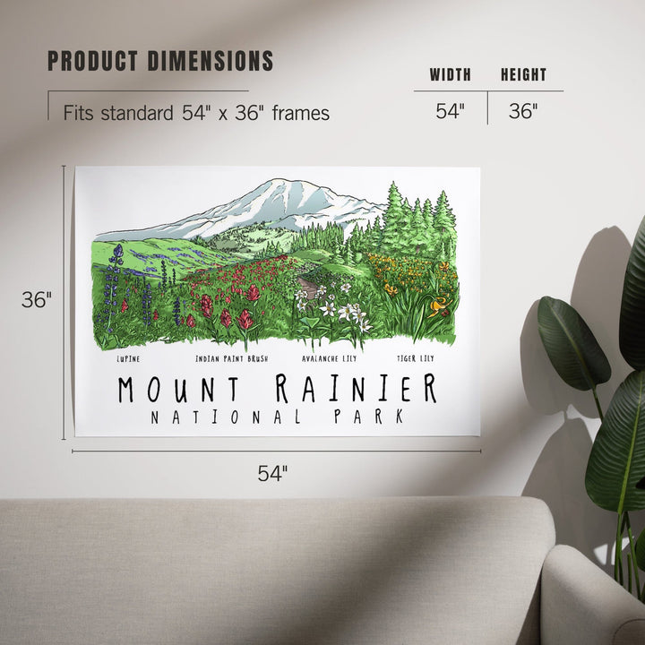 Mount Rainier National Park, Washington, Wildflower Montage, Art & Giclee Prints Art Lantern Press 