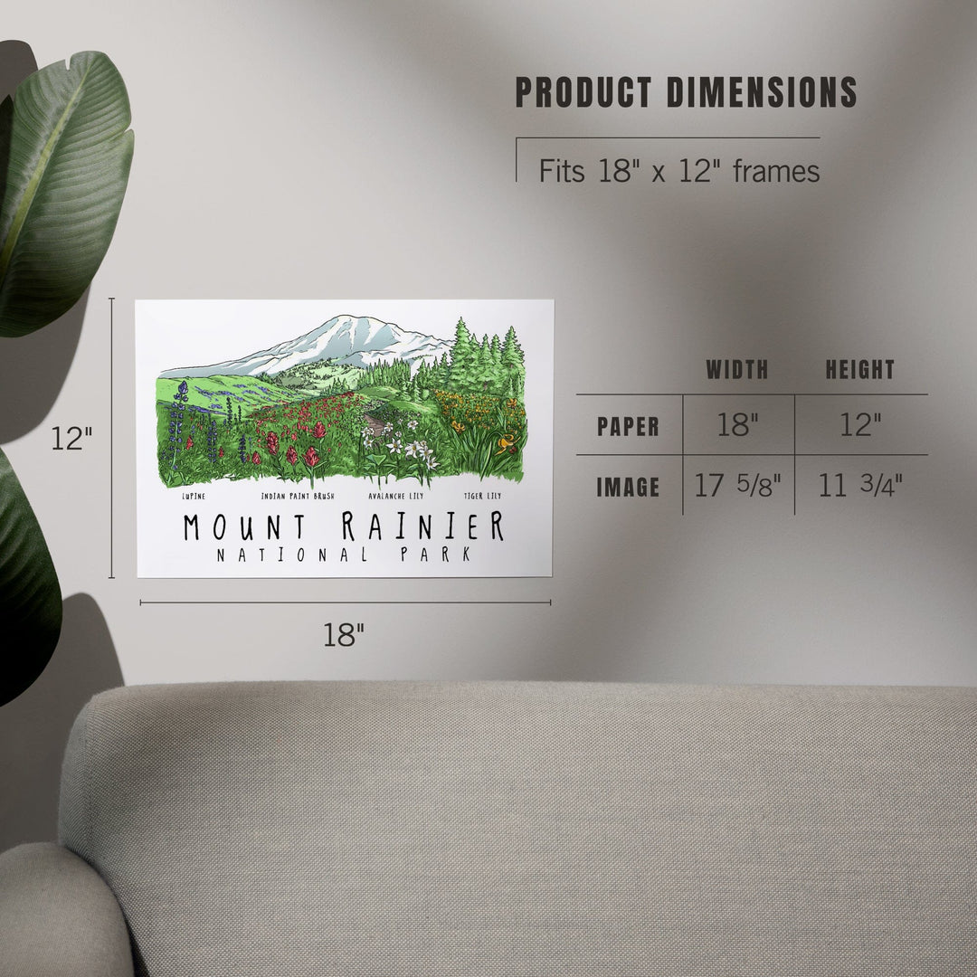 Mount Rainier National Park, Washington, Wildflower Montage, Art & Giclee Prints Art Lantern Press 