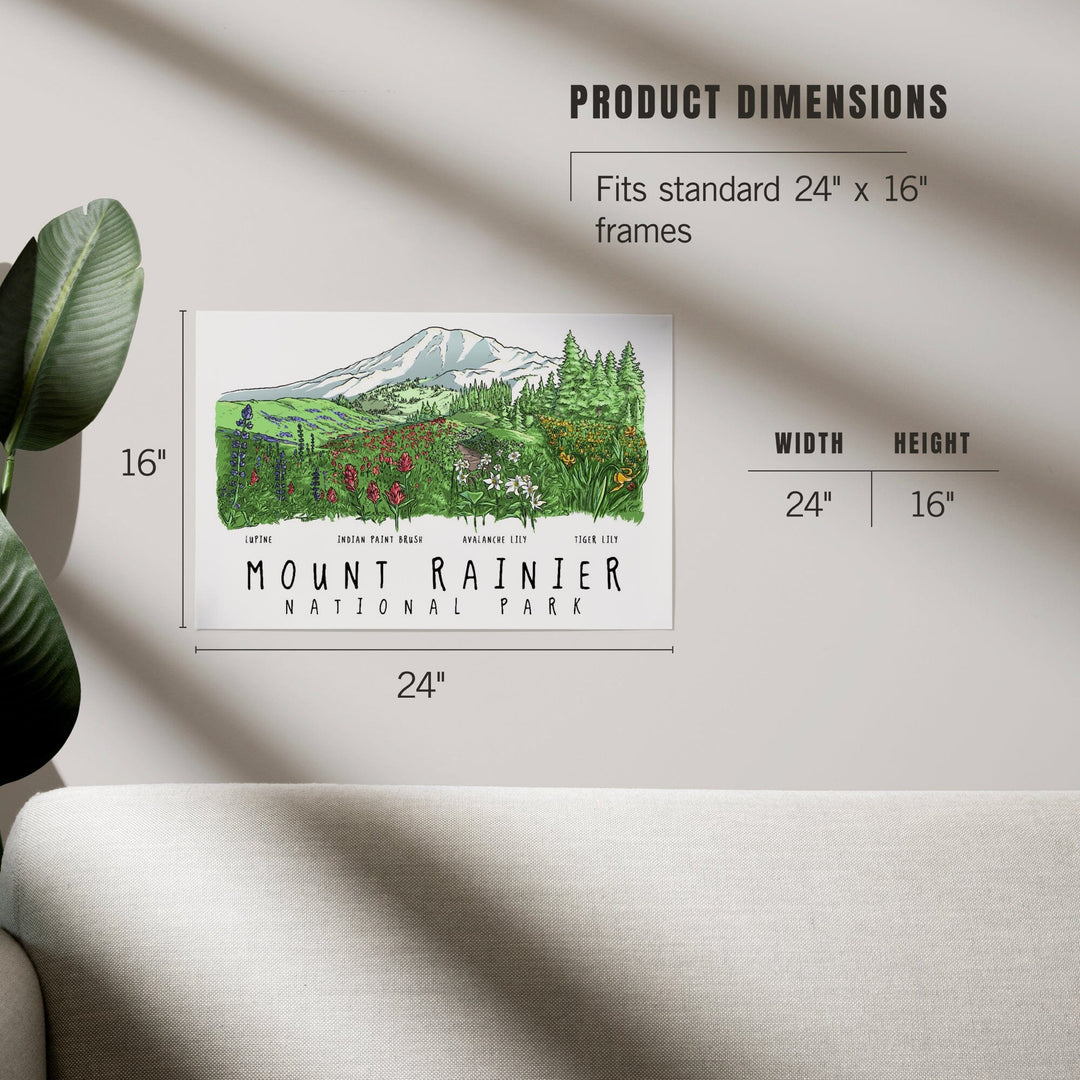 Mount Rainier National Park, Washington, Wildflower Montage, Art & Giclee Prints Art Lantern Press 