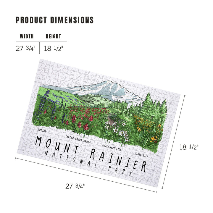Mount Rainier National Park, Washington, Wildflower Montage, Jigsaw Puzzle Puzzle Lantern Press 