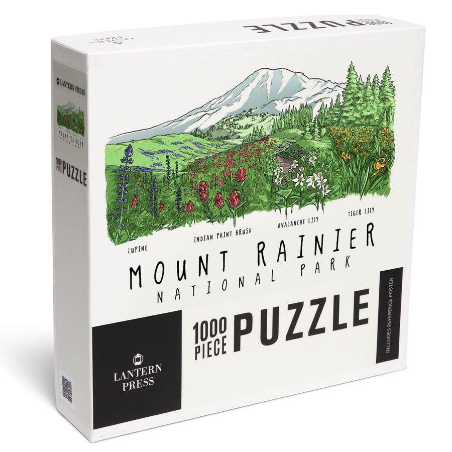 Mount Rainier National Park, Washington, Wildflower Montage, Jigsaw Puzzle Puzzle Lantern Press 