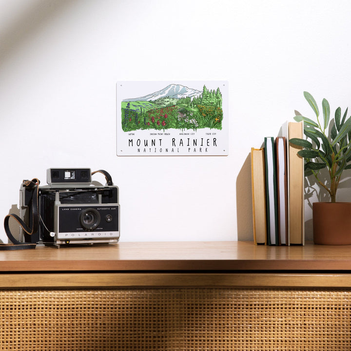 Mount Rainier National Park, Washington, Wildflower Montage, Metal Signs Metal Lantern Press 