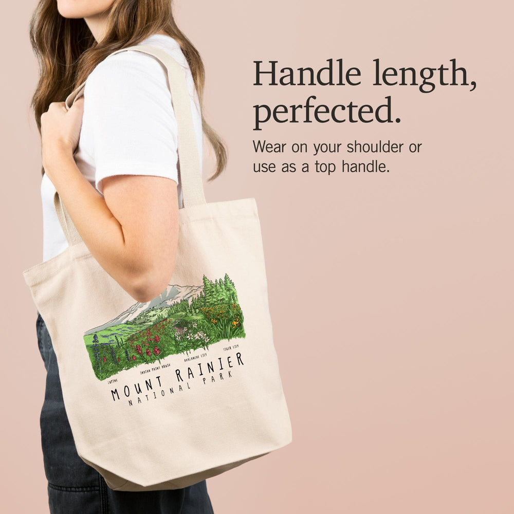 Mount Rainier National Park, Washington, Wildflower Montage, Tote Bag Totes Lantern Press 