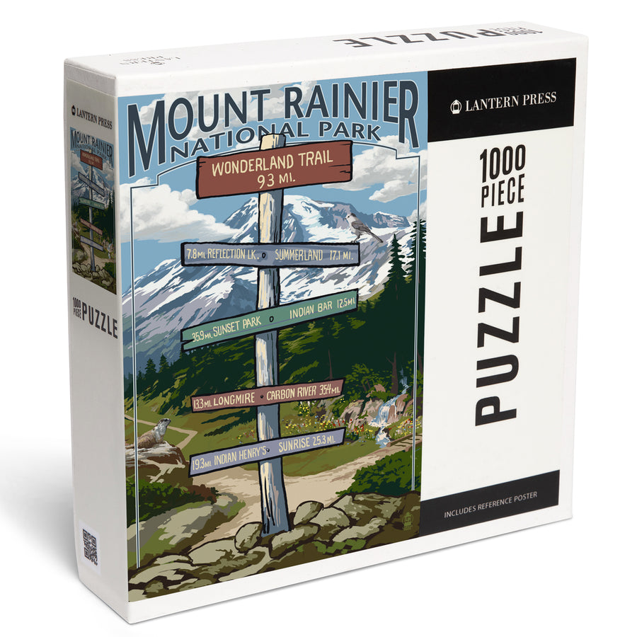 Mount Rainier National Park, Washington, Wonderland Trail Destination Sign Press, Jigsaw Puzzle Puzzle Lantern Press 