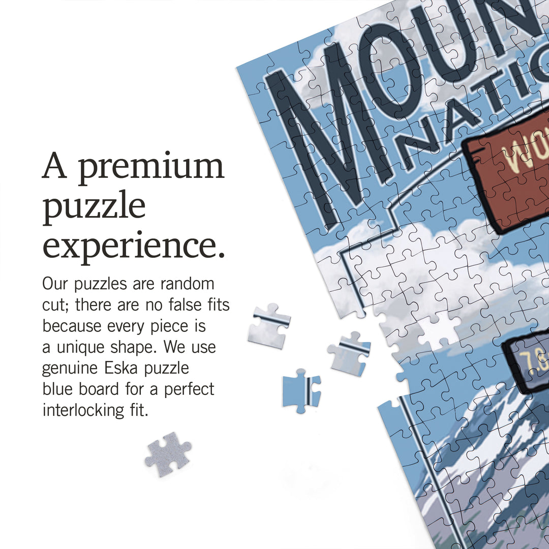Mount Rainier National Park, Washington, Wonderland Trail Destination Sign Press, Jigsaw Puzzle Puzzle Lantern Press 