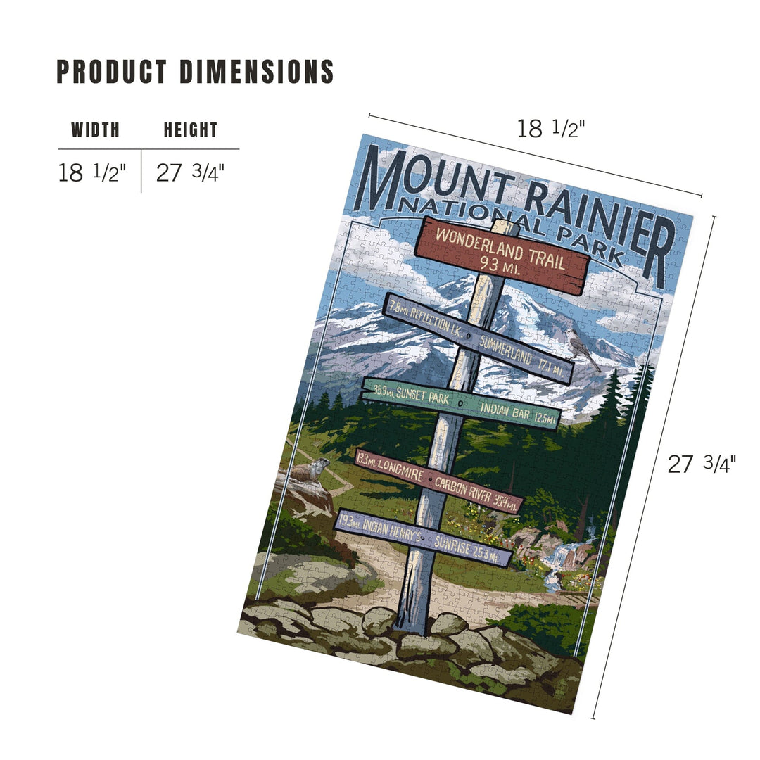 Mount Rainier National Park, Washington, Wonderland Trail Destination Sign Press, Jigsaw Puzzle Puzzle Lantern Press 