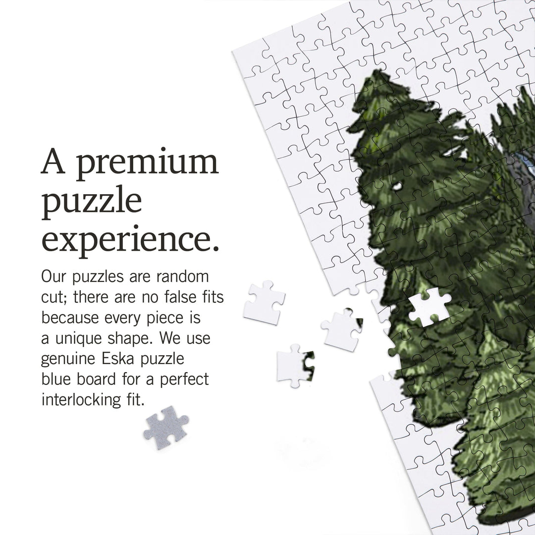 Mount Rainier National Park, Waterfall Montage, Jigsaw Puzzle Puzzle Lantern Press 