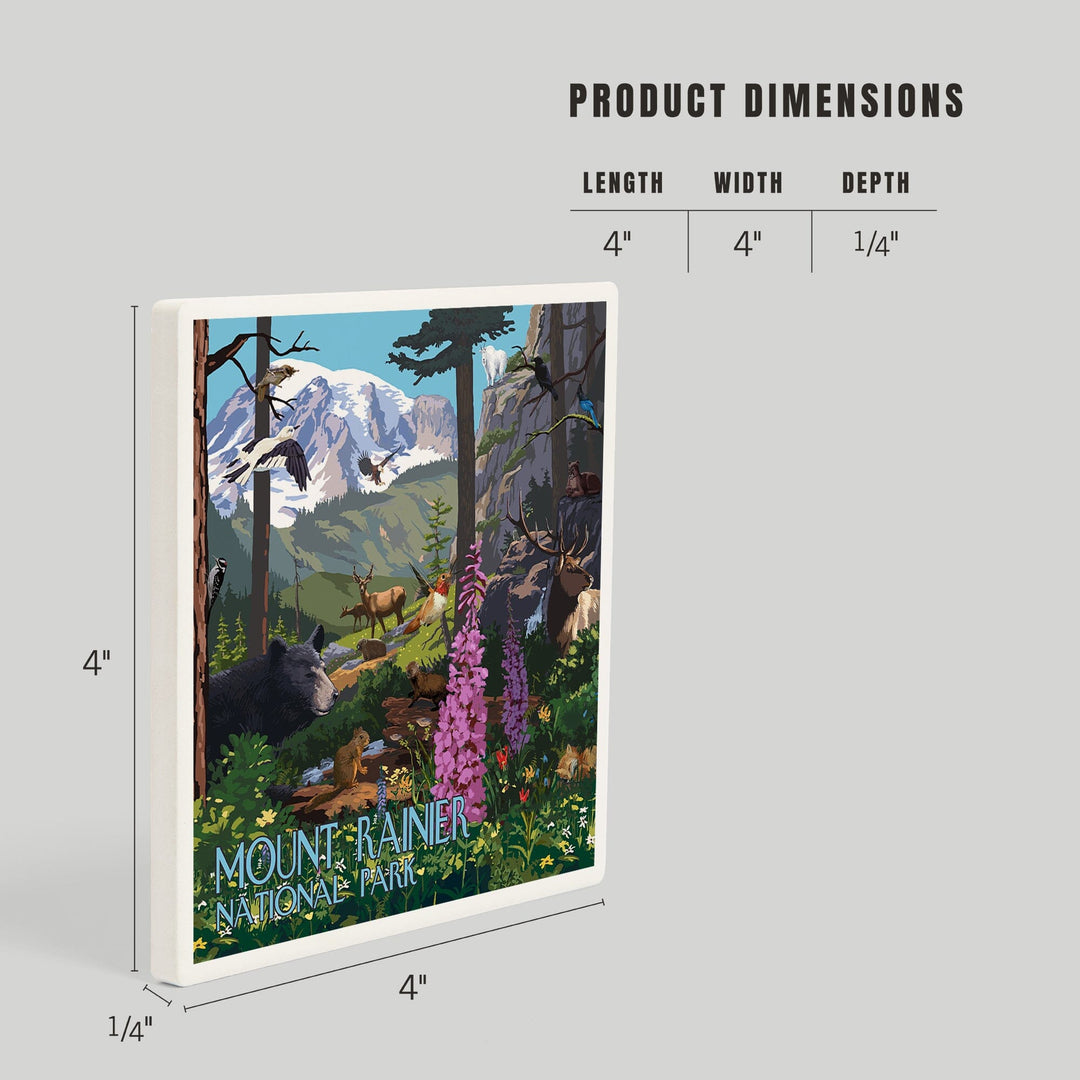 Mount Rainier National Park, Wildlife Utopia, Coasters Coasters Lantern Press 