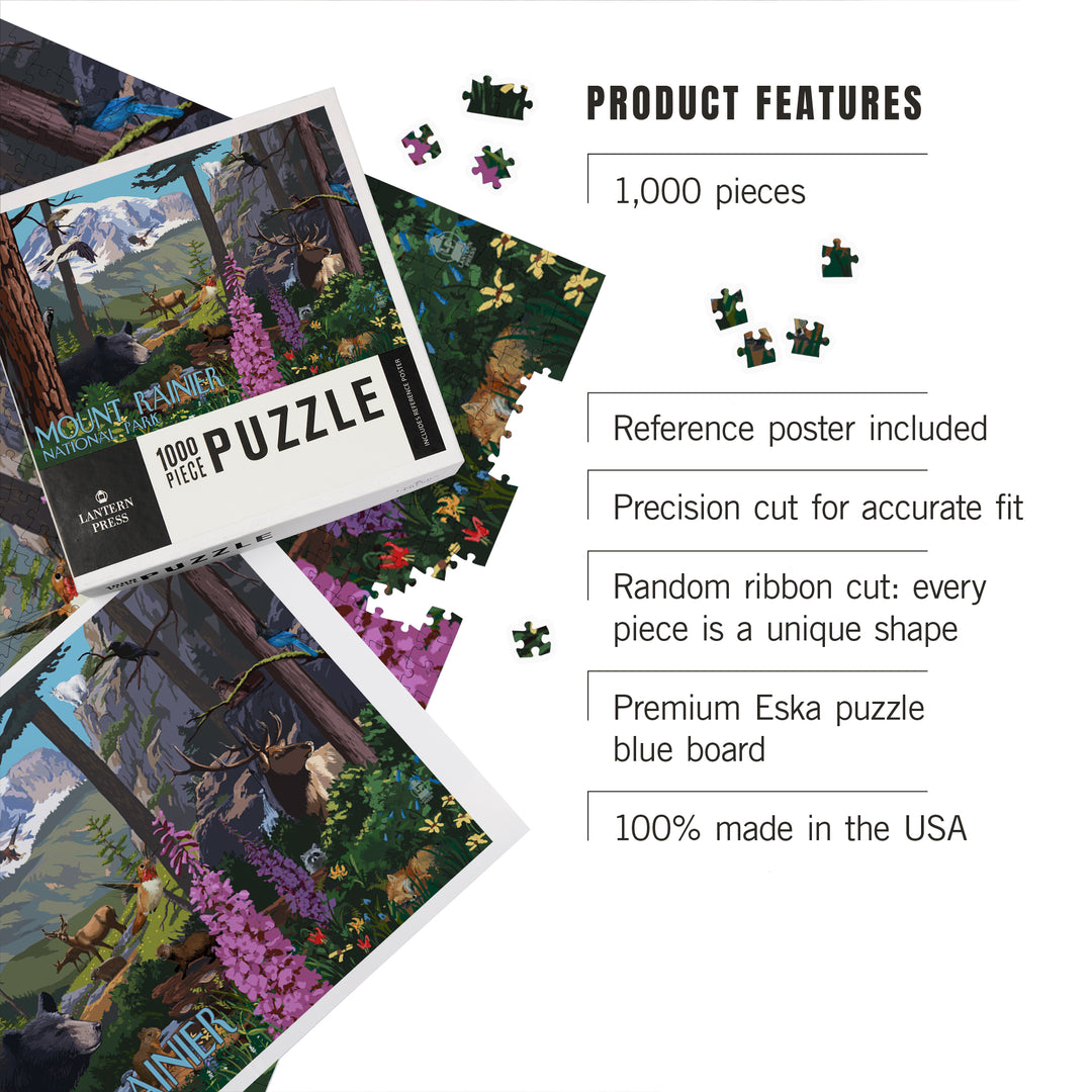 Mount Rainier National Park, Wildlife Utopia, Jigsaw Puzzle Puzzle Lantern Press 