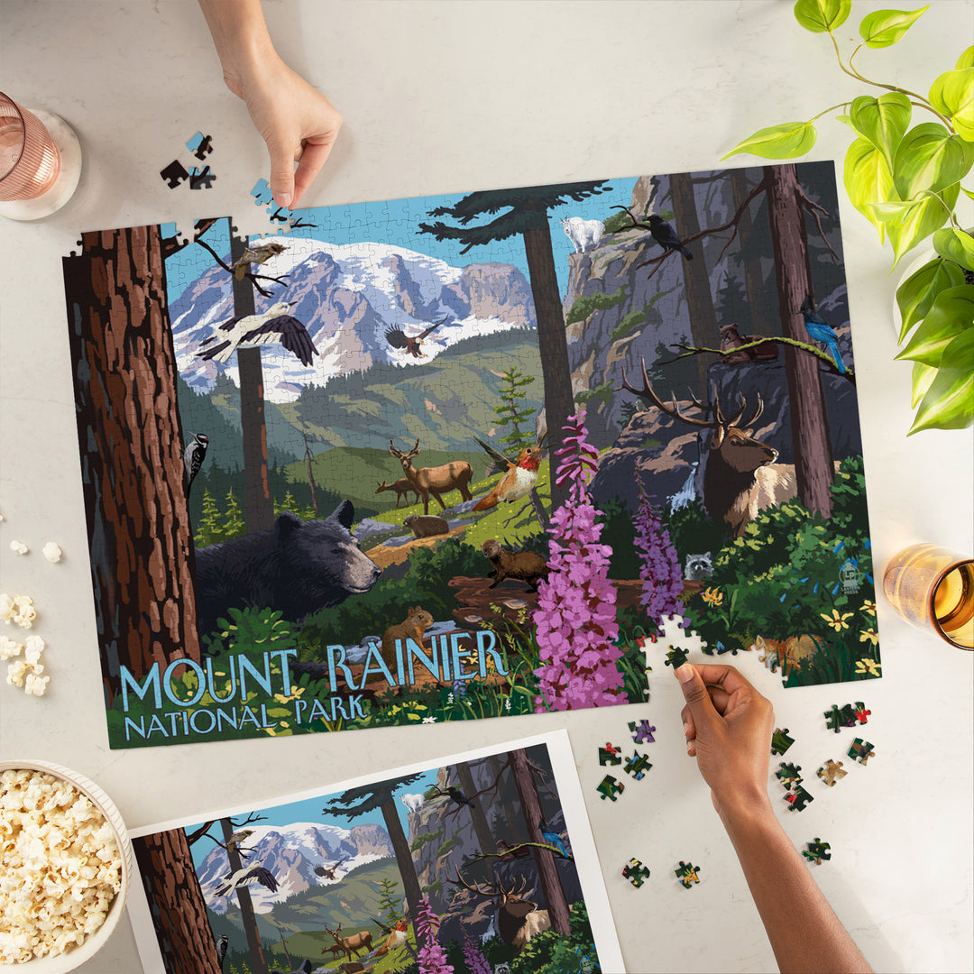 Mount Rainier National Park, Wildlife Utopia, Jigsaw Puzzle Puzzle Lantern Press 