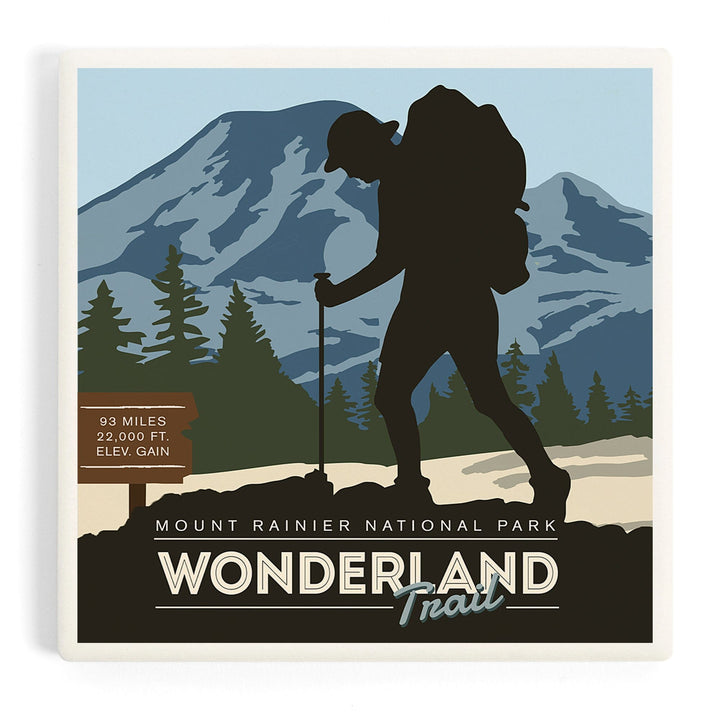 Mount Rainier National Park, Wonderland Trail, Backpacker, Coasters Coasters Lantern Press 