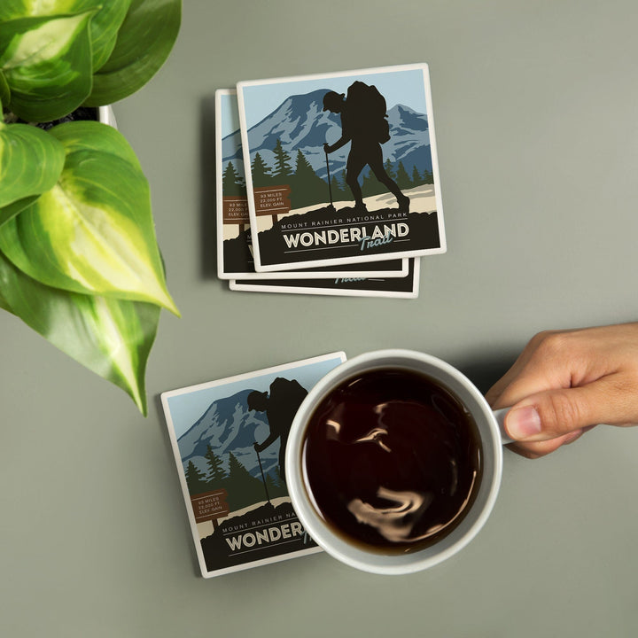 Mount Rainier National Park, Wonderland Trail, Backpacker, Coasters Coasters Lantern Press 